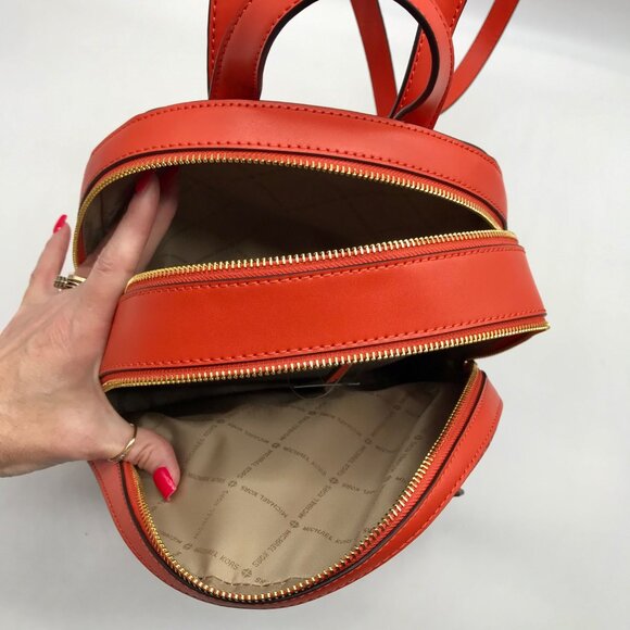 Michael Kors Red Clay Jaycee Zip Pocket Backpack Bag - Picture 10 of 11
